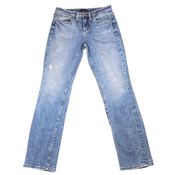 Silver Jeans Co. Denim - Silver Jeans Co Beau Slim Boyfriend Mid Rise Distressed Blue Jeans W26 L28.5